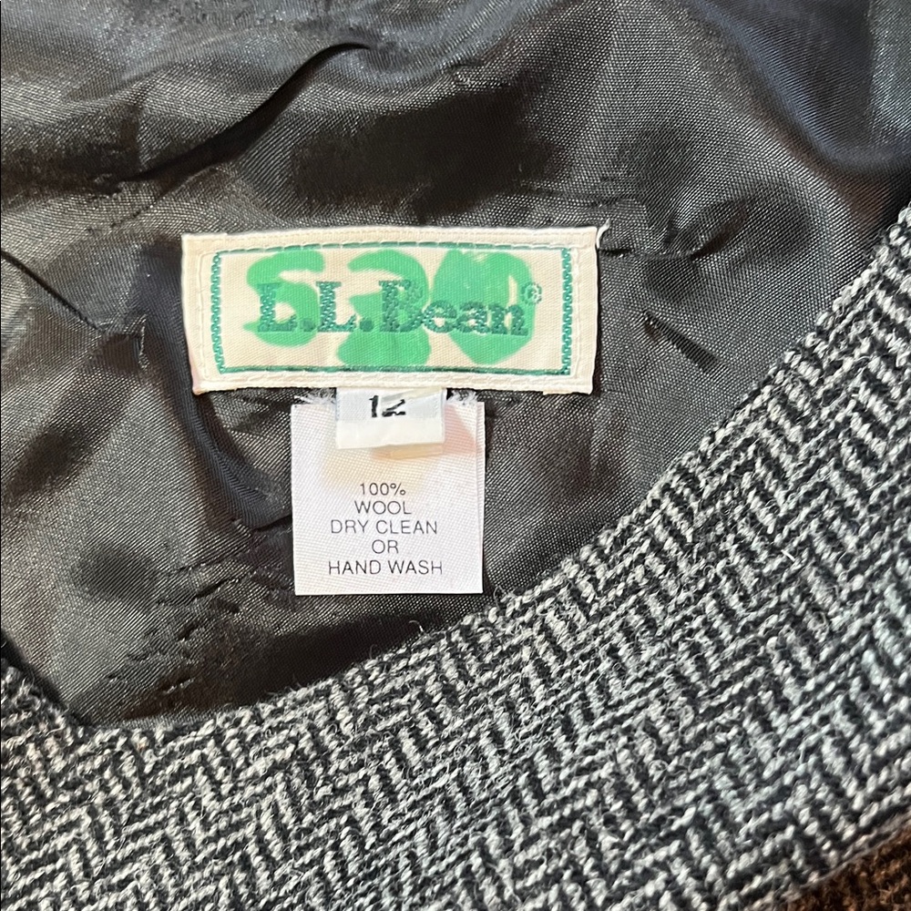 L.L. Bean Black and White Herringbone Wool Dress - Picture 4 of 14